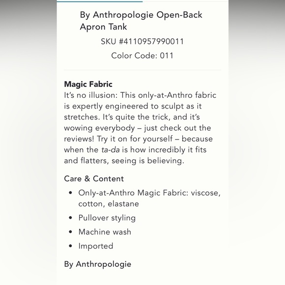 Anthropologie Open Back Apron Tank Top Size XLarge New with tags in bag - Picture 5 of 7